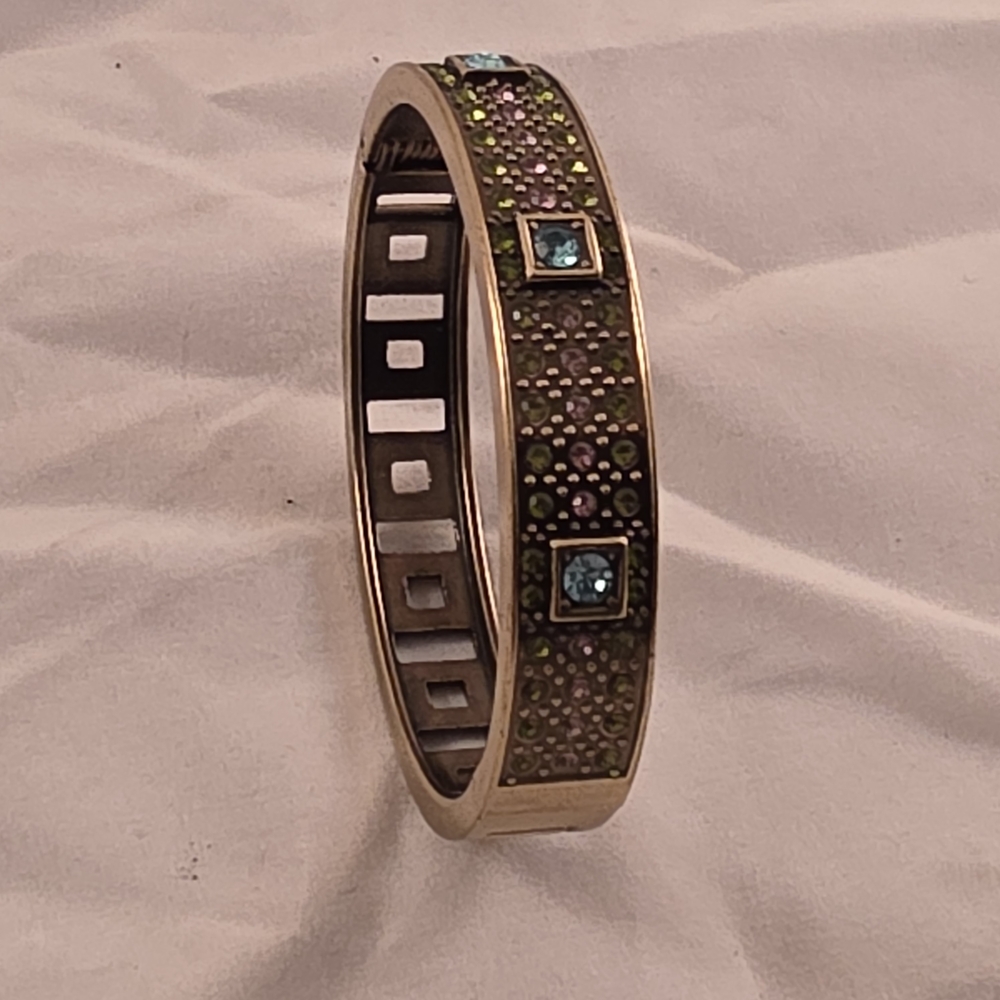 Heidi Daus Daily Double Gold Tone Bracelet with Blue and Purple Crystals